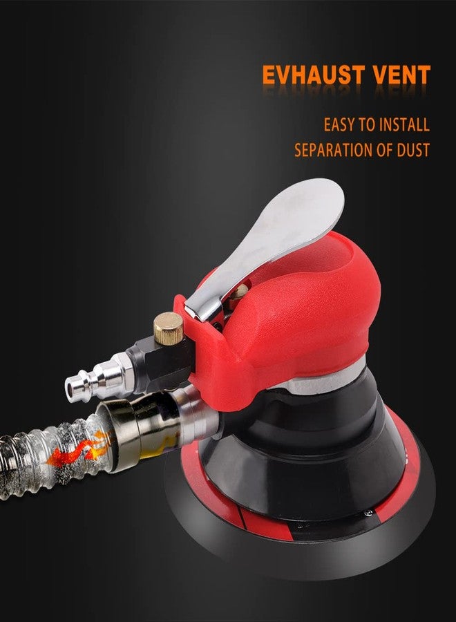 ZFE Random Orbital Sander 5" & 6" Pneumatic Palm Sander with Extra 5" Backing Plate, Sponge Polishing Pads, Sandpapers Low Vibration and Heavy Duty for Wood, Composites, Metal - Image 3